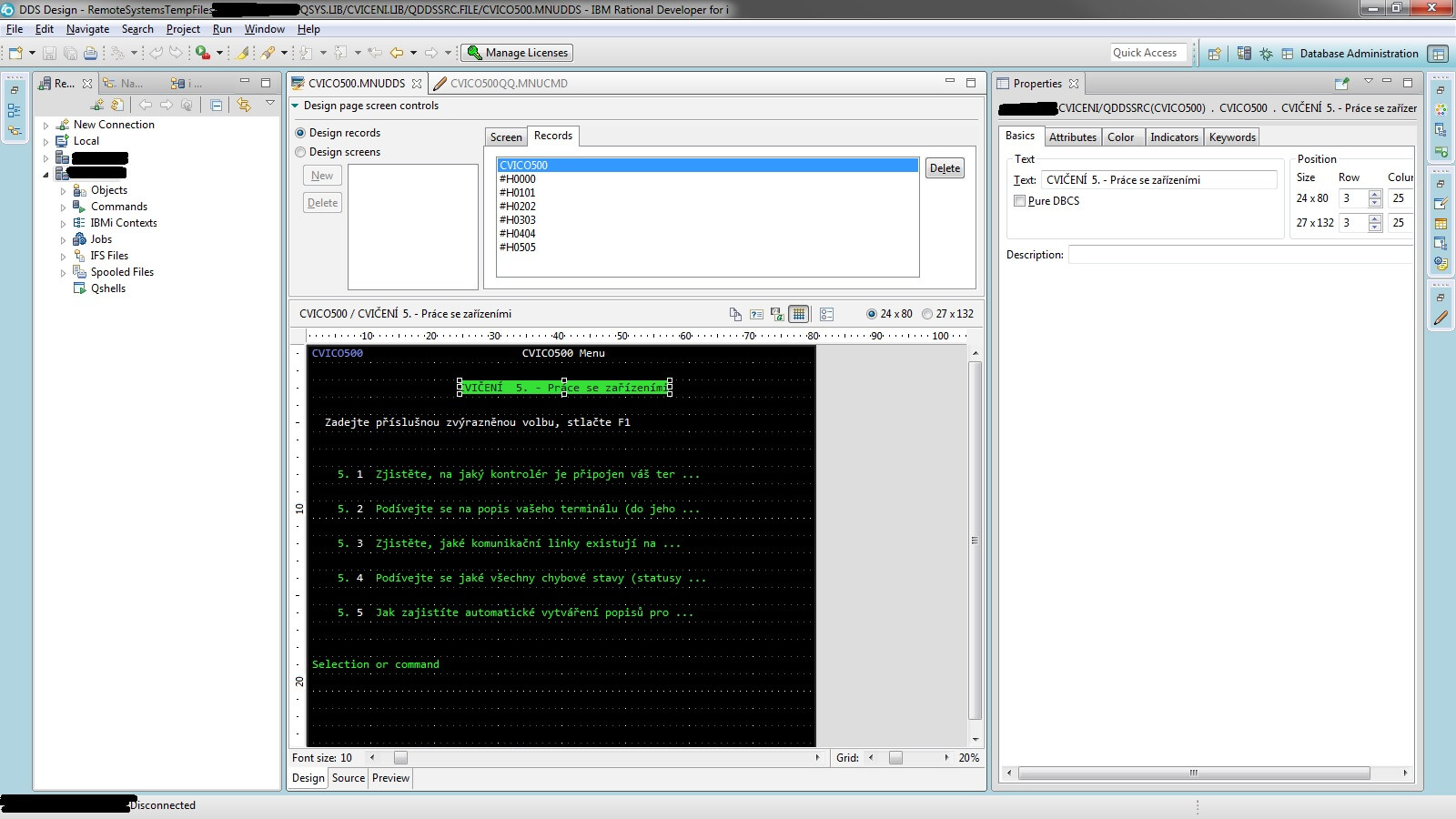 RDi práce s obrazovkami