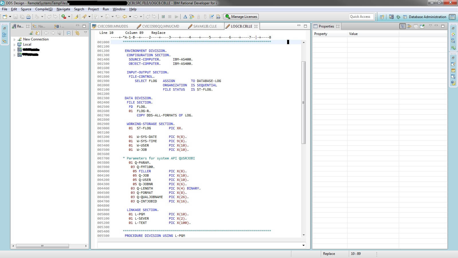 RDi zdrojový kód COBOL